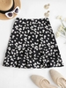 Daisy Print Ruffles Mini Skirt M Black