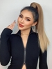 Dark Brown Gradient Color Long Straight Synthetic Ponytail Hair Piece