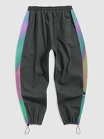 Dazzling Reflect Side Drawstring Leg Y2K Aesthetic Joggers L Gray