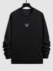 Deer Embroidery Sweatshirt 2xl Black