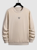 Deer Embroidery Sweatshirt 2xl Champagne