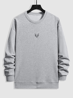 Deer Embroidery Sweatshirt 2xl Dark gray
