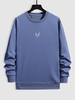 Deer Embroidery Sweatshirt 2xl Sky blue