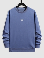 Deer Embroidery Sweatshirt 2xl Sky blue