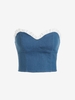 Denim Back Zip Contrast Ruffle Bandeau Corset Top L Blue