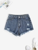 Denim Frayed Ripped Cutoff Shorts M Blue
