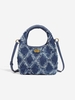 Denim Rhombus Frayed Crossbody Bag