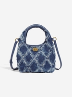 Denim Rhombus Frayed Crossbody Bag