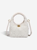Denim Rhombus Frayed Crossbody Bag
