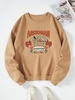 Desert Cactus Pattern Drop Shoulder Thermal Lined Sweatshirt S Light coffee