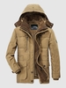 Detachable Hooded Flocking Lined Pocket Thermal Jacket Xl Light coffee