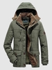Detachable Hooded Flocking Lined Pocket Thermal Jacket Xs Army green