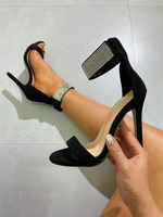 Diamante Ankle Strap Stiletto Heel Sandals
