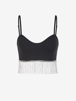 Diamante Fringed Bralette Top L Black