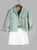 Diamante Fringed Drop Shoulder Ripped Denim Jacket S Green
