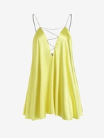 Diamante Ladder Cut Mini Swing Dress M Yellow