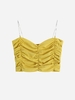 Diamante Strap Ruched Smocked Crop Camisole M Yellow