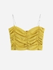 Diamante Strap Ruched Smocked Crop Camisole S Yellow