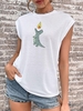 Dinosaur Eating Graphic Tank Top M White