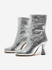 Disco Metallic Glitter Sparkle Kitten Heeled Slip On Boots