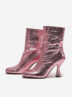Disco Metallic Glitter Sparkle Kitten Heeled Slip On Boots