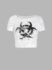 Distressed Crop T Shirt L White