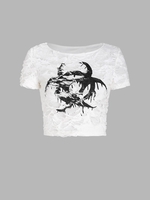 Distressed Crop T Shirt L White