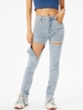 Distressed Cutout Skinny Jeans L Light blue