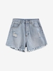 Distressed Frayed Denim Cutoff Shorts L Light blue