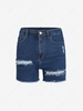 Distressed Frayed Skinny Denim Shorts L Deep blue