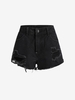 Distressed High Waisted Cutoff Denim Shorts S Black
