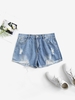 Distressed High Waisted Denim Shorts Xs Light blue