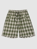 Drawstring Plaid Button Side Pockets Shorts Xl Army green