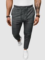 Drawstring Plaid Pants Xl Dark gray
