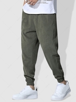 Drawstring Pocket Jogger Pants L Dark forest green