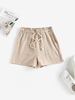 Drawstring Pocket Wide Leg Shorts L Light coffee