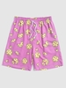 Drawstring Pockets Cake Print Bermuda Shorts 2xl Rose red
