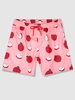 Drawstring Pockets Fruit Apple Print Casual Shorts L Deep pink