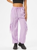 Drawstring Pockets Jogger Cargo Pants S Light purple
