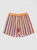 Drawstring Pockets Mixed Stripes Vacation Beach Shorts L Dark orange