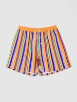 Drawstring Pockets Mixed Stripes Vacation Beach Shorts Xxl Dark orange