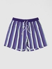 Drawstring Pockets Mixed Stripes Vacation Beach Shorts Xxl Navy blue