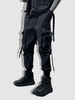 Drawstring Push Buckle Embellished Pocket Techwear Cargo Jogger Pants L Black