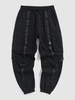 Drawstring Push Buckle Techwear Cargo Jogger Pants M Black