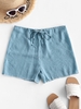 Drawstring Semi-sheer Beach Cover Up Shorts Jeans blue