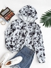Drawstring Shoulder Pads Tie Dye Hoodie L Black