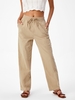 Drawstring Slant Pockets Straight Pants L Coffee