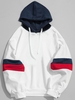 Drawstring Splicing Color Block Hoodie S White