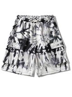 Drawstring Tie Dye Letter Print Shorts 2xl White