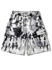 Drawstring Tie Dye Letter Print Shorts L White